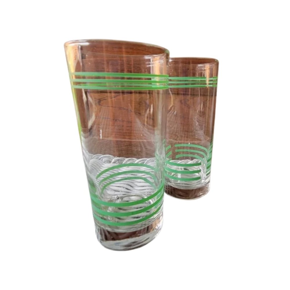 Vintage green striped glasses
